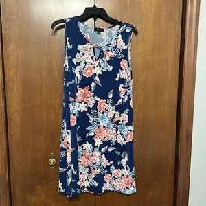 Blue, white, and peach floral dress